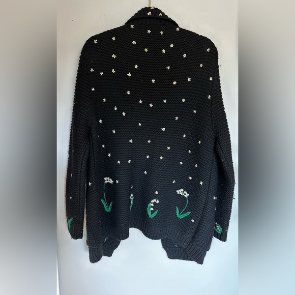 VALENTINO - LILY OF THE VALLEY HAND-EMBROIDERED VIRGIN WOOL CARDIGAN IN EERO M - Picture 9 of 9